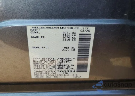 2020 Nissan Leaf Sv from USA, damaged, VIN 1N4AZ1CP3LC308894